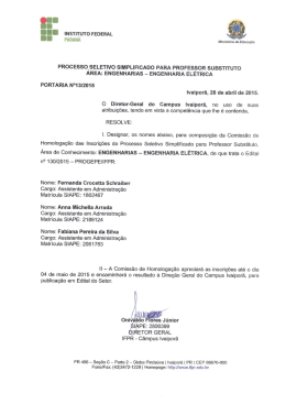 Portaria n&ordm; 13/2015 &ndash; Processo Seletivo - C&acirc;mpus Ivaipor&atilde;