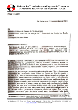 Resposta do SIMERJ &agrave; contesta&ccedil;&atilde;o da RIOTRILHOS ao MP-RJ