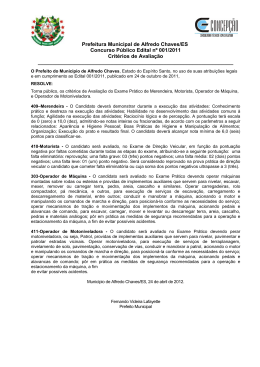 Crit&eacute;rios de Avalia&ccedil;&atilde;o Prova Pr&aacute;tica