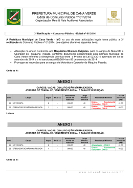 3ª Retificação do Edital de Concurso Público nº 01/2014