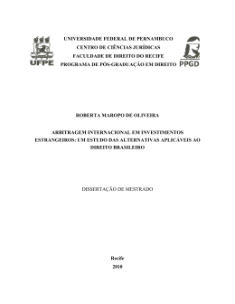 roberta maropo de oliveira arbitragem internacional em