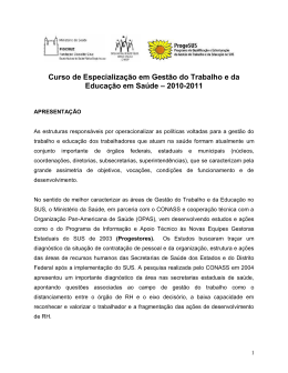 Apresenta&ccedil;&atilde;o e Conte&uacute;dos do PROGESUS