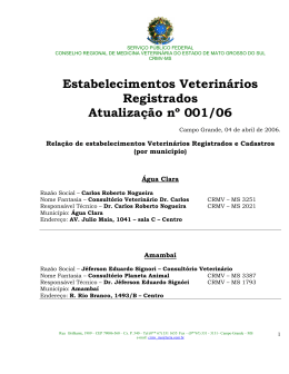 Estabelecimentos Veterinários Registrados – Atualização nº 001/05 -