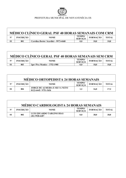 MÉDICO CLÍNICO GERAL PSF 40 HORAS SEMANAIS COM CRM