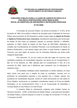 SECRETARIA DA ADMINISTRA&Ccedil;&Atilde;O PENITENCI&Aacute;RIA
