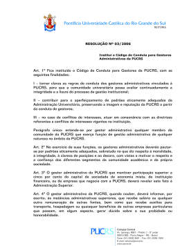 Resolu&ccedil;&atilde;o n&ordm; 03/2006 - C&oacute;digo de Conduta para Gestores