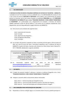 Edital - I Concurso Fotogr&aacute;fico do SEBRAE Tocantins