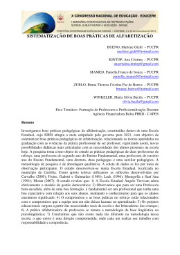 SISTEMATIZAÇÃO DE BOAS PRÁTICAS DE ALFABETIZAÇÃO