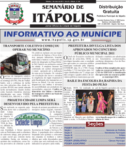 INFORMATIVO AO MUNÍCIPE - Página da prefeitura de Itápolis, SP