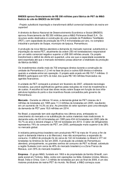 BNDES aprova financiamento de R$ 350 milhões para