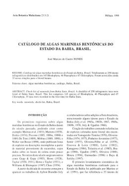 catálogo de algas marinhas bentónicas do estado da bahia, brasil.