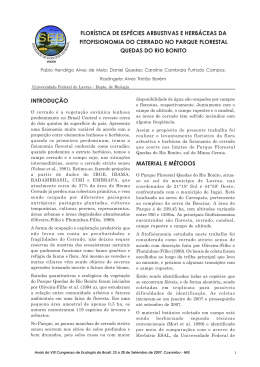 flor&iacute;stica de esp&eacute;cies arbustivas e herb&aacute;ceas da fitofisionomia do