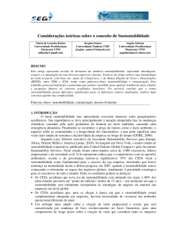 Considerações teóricas sobre o conceito de Sustentabilidade