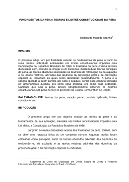 1 FUNDAMENTOS DA PENA: TEORIAS E LIMITES