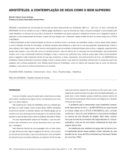 arist&oacute;teles: a contempla&ccedil;&atilde;o de deus como o bem supremo