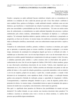 EVID&Ecirc;NCIA E INCERTEZA NA SA&Uacute;DE AMBIENTAL