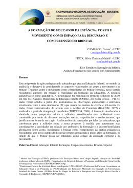 A FORMAÇÃO DO EDUCADOR DA INFÂNCIA: CORPO E