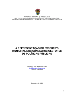 a representação do executivo municipal nos conselhos