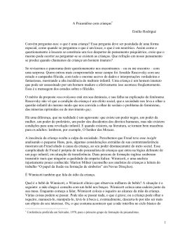 A Psican&aacute;lise com crian&ccedil;as