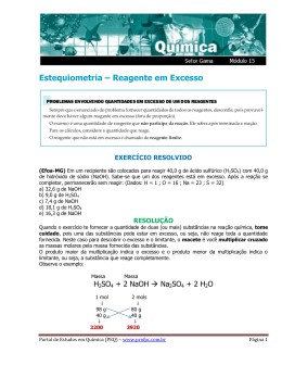 Estequiometria &ndash; Reagente em Excesso