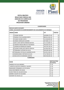 edital 006/2015 resultado parcial das an&aacute;lises de curr&iacute;culos
