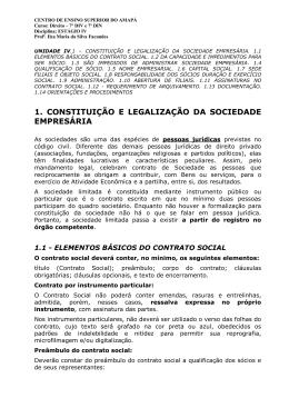 1. CONSTITUI&Ccedil;&Atilde;O E LEGALIZA&Ccedil;&Atilde;O DA SOCIEDADE EMPRES&Aacute;RIA