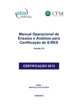 Manual Operacional de Ensaios e Análises para Certificação