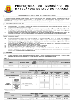 Abertura Edital I - Prefeitura de Matel&acirc;ndia/PR