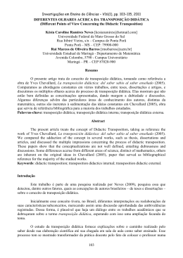 Diferentes Olhares Acerca da Transposição Didática