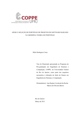 APOIO &Agrave; SELE&Ccedil;&Atilde;O DE PORTF&Oacute;LIO DE PROJETOS DE