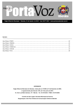 &Oacute;rg&atilde;o Oficial do Munic&iacute;pio de Uberaba, criado pela Lei 5