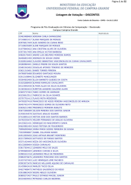 MINISTERIO DA EDUCAÇÃO UNIVERSIDADE FEDERAL DE