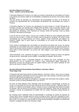 Secretaria Regional do Fonseca Titular – Antônio Luiz de