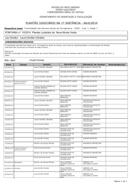 PLANT&Atilde;O JUDICI&Aacute;RIO NA 1&ordm; INST&Acirc;NCIA - Abril/2014