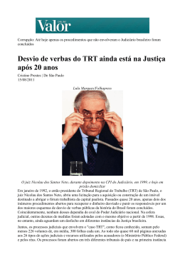 Desvio de verbas do TRT ainda está na Justiça após 20 anos