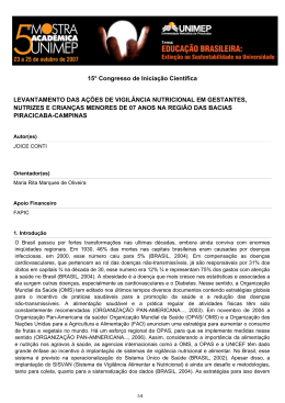 Levantamento das A&ccedil;&otilde;es de Vigil&acirc;ncia Nutricional em