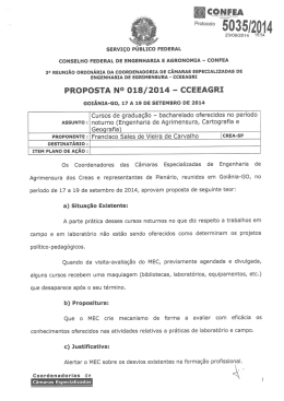 CCEEAGRI Proposta 18 2014 - Cursos de Graduação Noturno