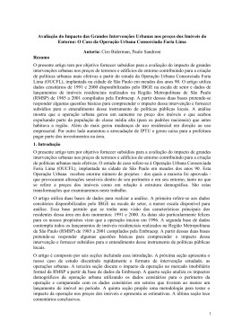 Avalia&ccedil;&atilde;o do Impacto das Grandes Interven&ccedil;&otilde;es Urbanas