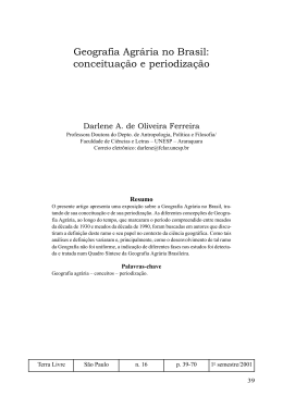 Geografia Agr&aacute;ria no Brasil - Associa&ccedil;&atilde;o dos Ge&oacute;grafos Brasileiros