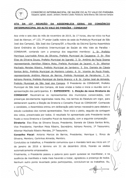 ATA DA 15&ordf; REUNI&Atilde;O DA ASSSEMBLEIA GERAL DO