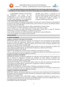 Edital - CESPE / UnB - Universidade de Bras&iacute;lia