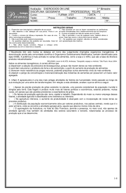 1-8 Avaliação: EXERCICIOS ON LINE 3 º Bimestre DISCIPLINA