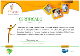 Certificamos que JOSE GILBERTO DE OLIVEIRA JUNIOR