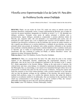 Filosofia como Experimenta&ccedil;&atilde;o &agrave; luz da Carta VII: Para al&eacute;m