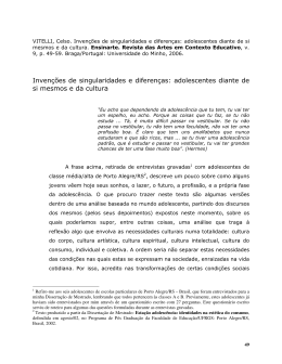 Inven&ccedil;&otilde;es de singularidades e diferen&ccedil;as: adolescentes