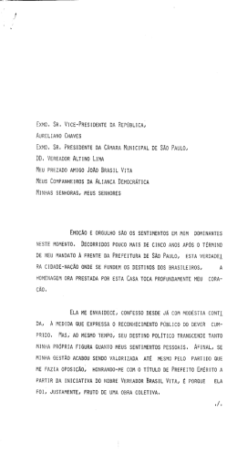 Discurso - Título de Prefeito Emérito de São Paulo