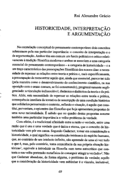 HISTORICIDADE, INTERPRETAÇÃO E ARGUMENTAÇÃO