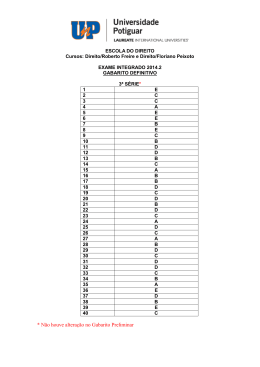 * N&atilde;o houve altera&ccedil;&atilde;o no Gabarito Preliminar