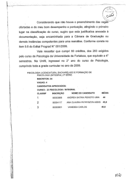 __ Considerando que não houve o preenchimento das vagas