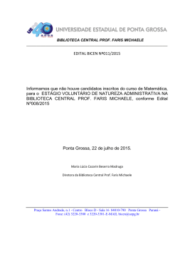 EDITAL BICEN Nº011/2015 Informamos que não houve candidatos